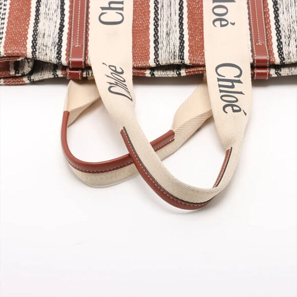 Chloe Woody Large Canvas X Leather Tote #238575C47B - Picture 5 of 12